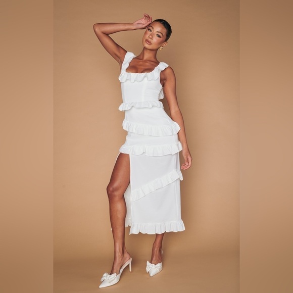 SHOW ME YOUR MUMU Greta Dress In White Stretch - Picture 4 of 6